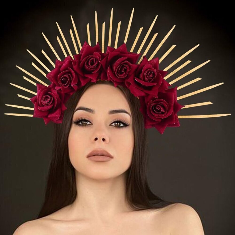 Halo Mexican Flower Headband Spiked Goddess Headpiece Mary Halo Crown Halloween